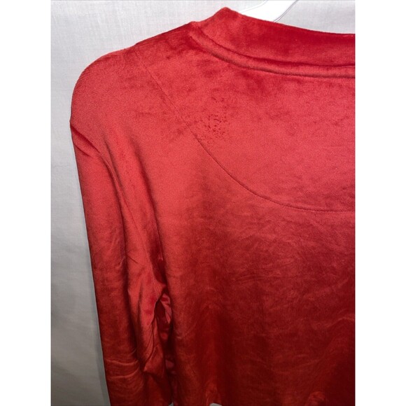 Juicy Couture Women’s Velour Light Sweater Size Large Red Spell Out Going Out - Picture 11 of 12